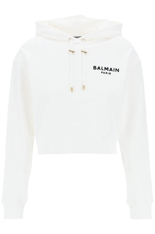 cropped hoodie with flocked logo