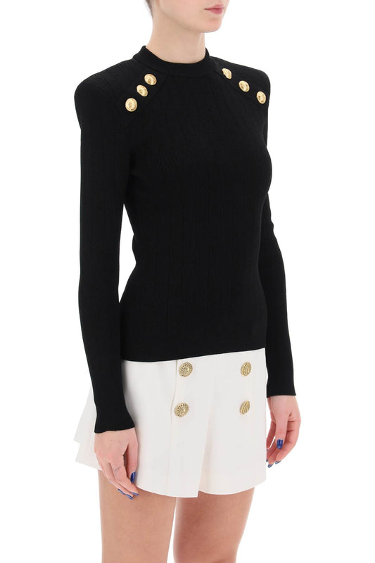 crew-neck sweater with buttons