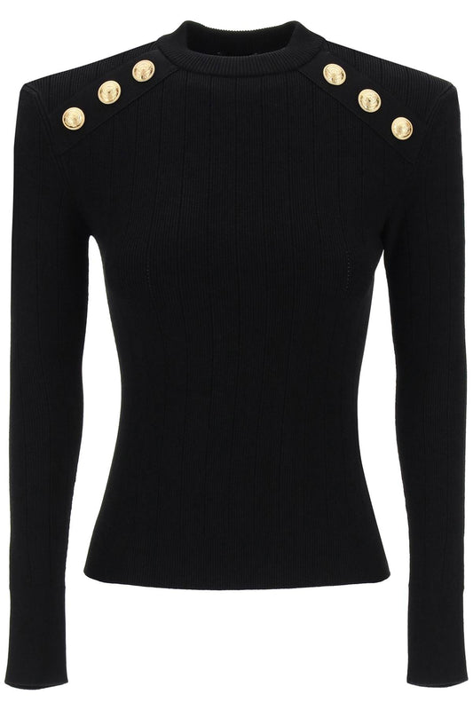 crew-neck sweater with buttons