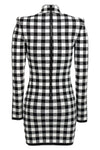 vichy print viscose blend knit dress