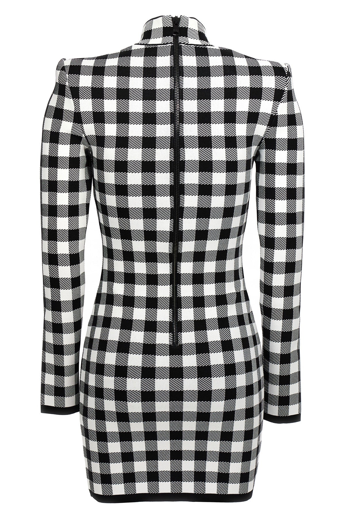 vichy print viscose blend knit dress