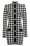 vichy print viscose blend knit dress