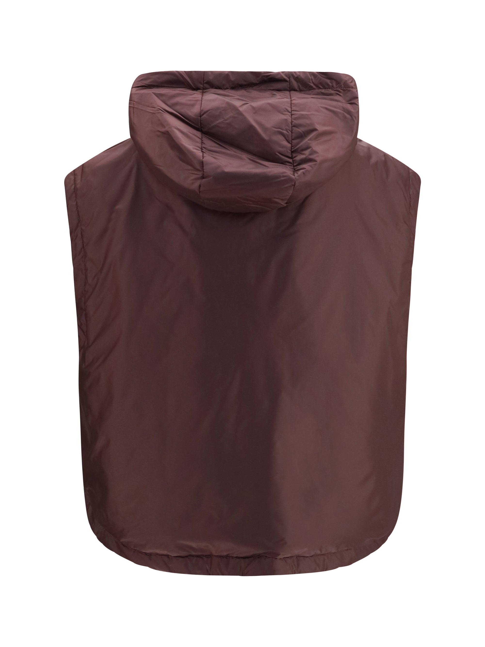 hooded padded vest in water repellent canvas