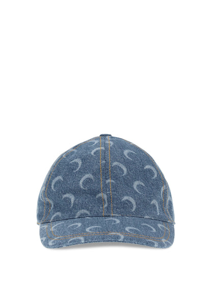 MARINE SERRE OS moon laser denim baseball hat