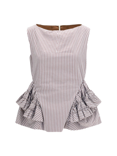 striped ruffled peplum top