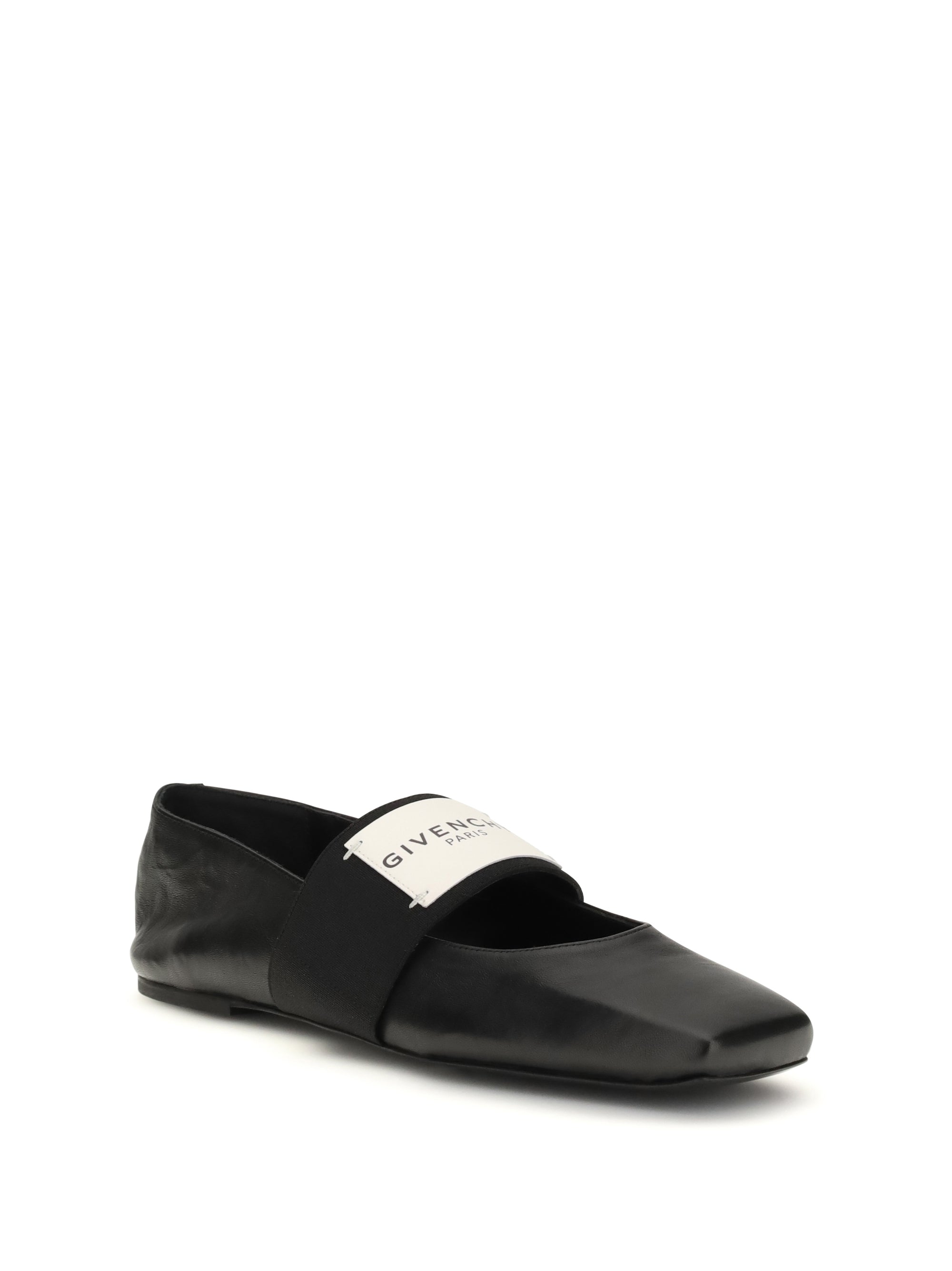 leather sliced square ballerinas