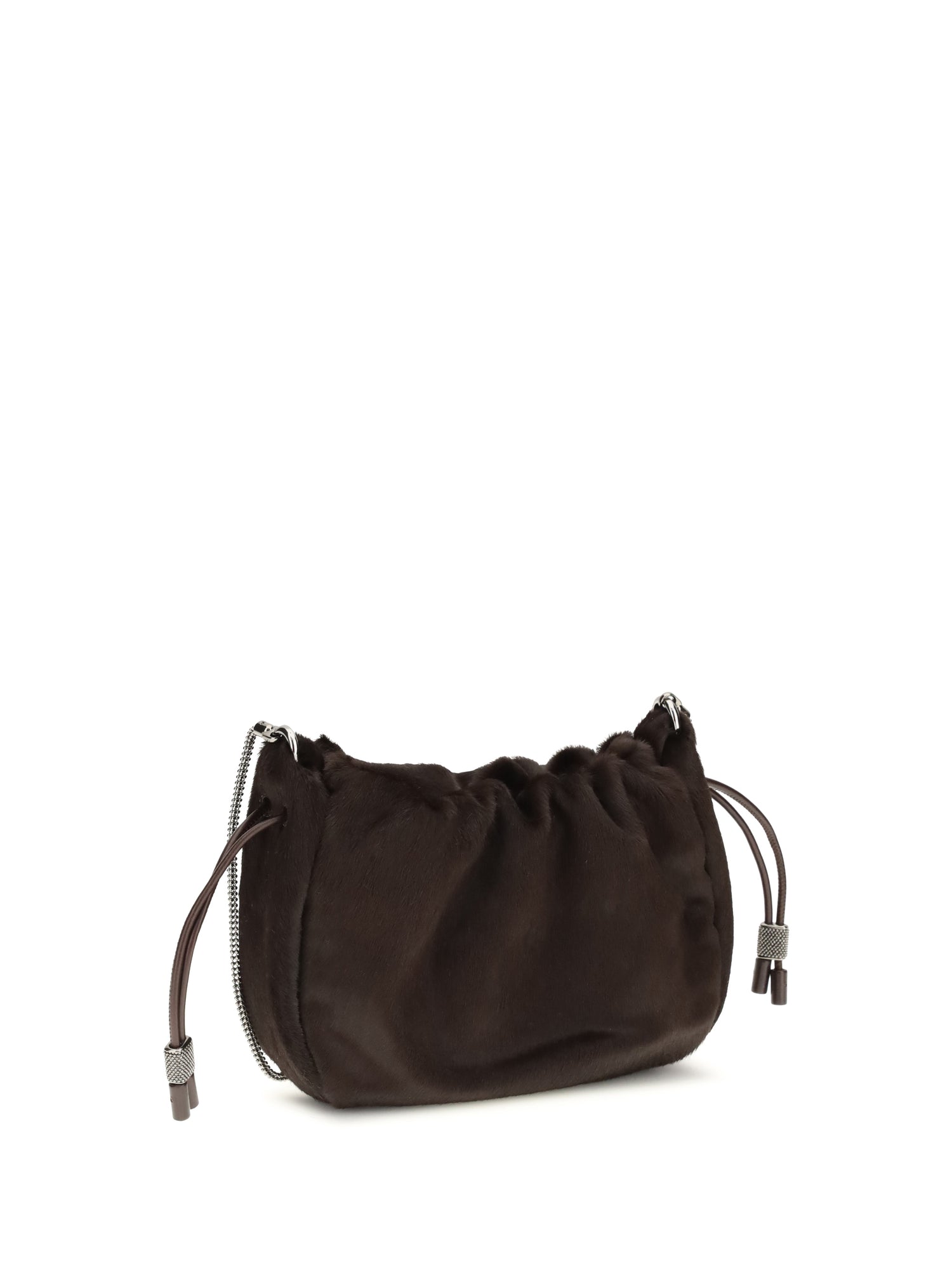 BRUNELLO CUCINELLI OS mellow mini ponyhair shoulder bag with precious chai