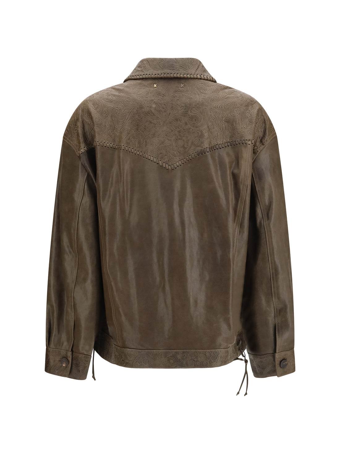 GOLDEN GOOSE 40 babete leather jacket with embossed details
