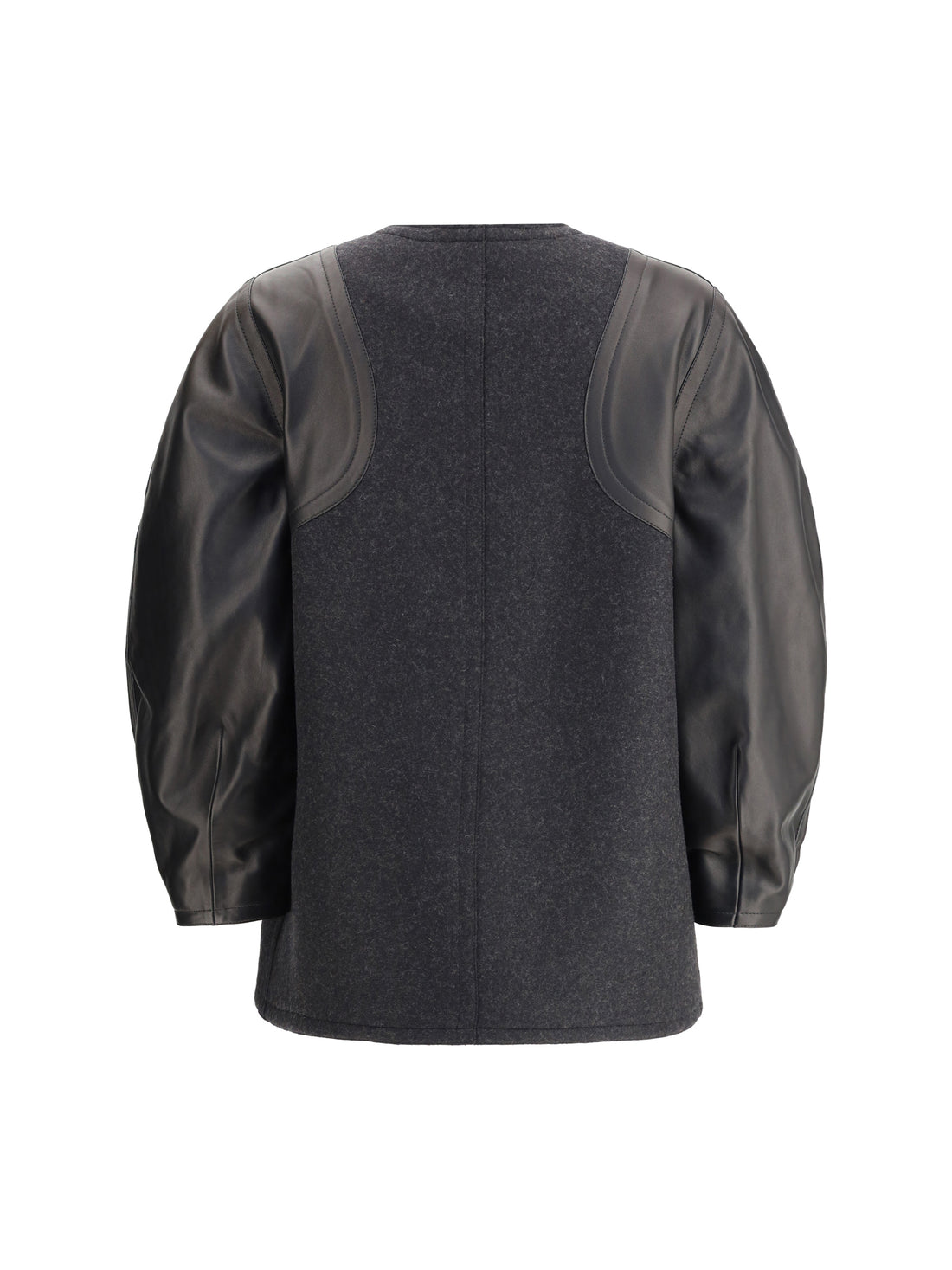 FENDI 40 blouson jacket in mélange wool and soft nappa leather