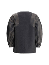 FENDI 40 blouson jacket in mélange wool and soft nappa leather