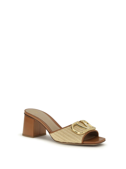 VALENTINO GARAVANI 36 vlogo signature raffia slide sandals