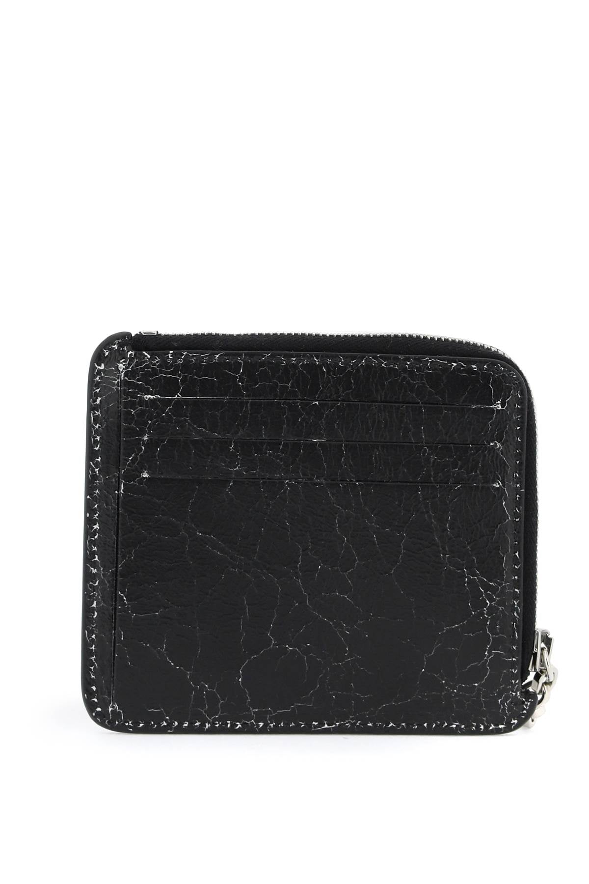 cracked leather wallet with distressed