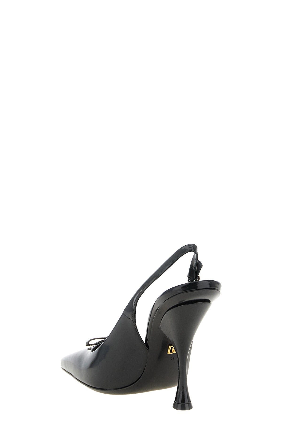 the dolce & gabbana slingback in black shiny calf leather defines the silhouette