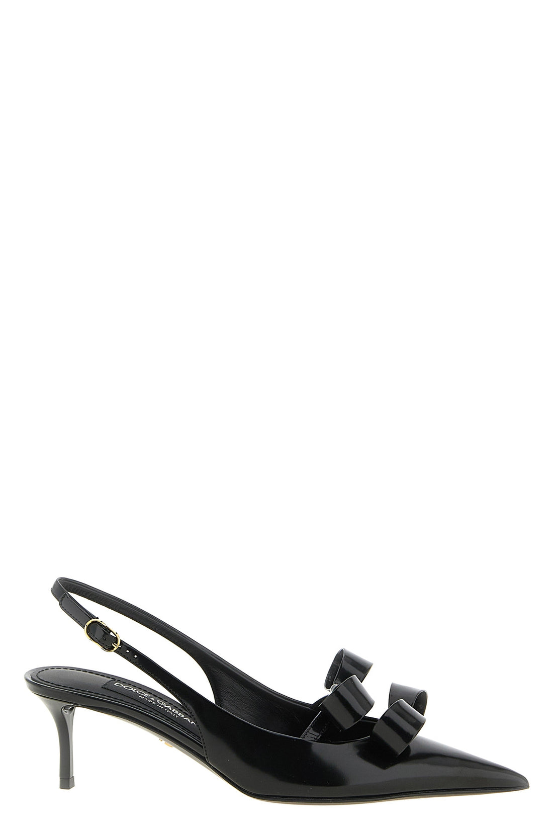 DOLCE &amp; GABBANA 37 dolce&amp;gabbana shiny calf leather slingbacks define a rigorous and hyper-feminine