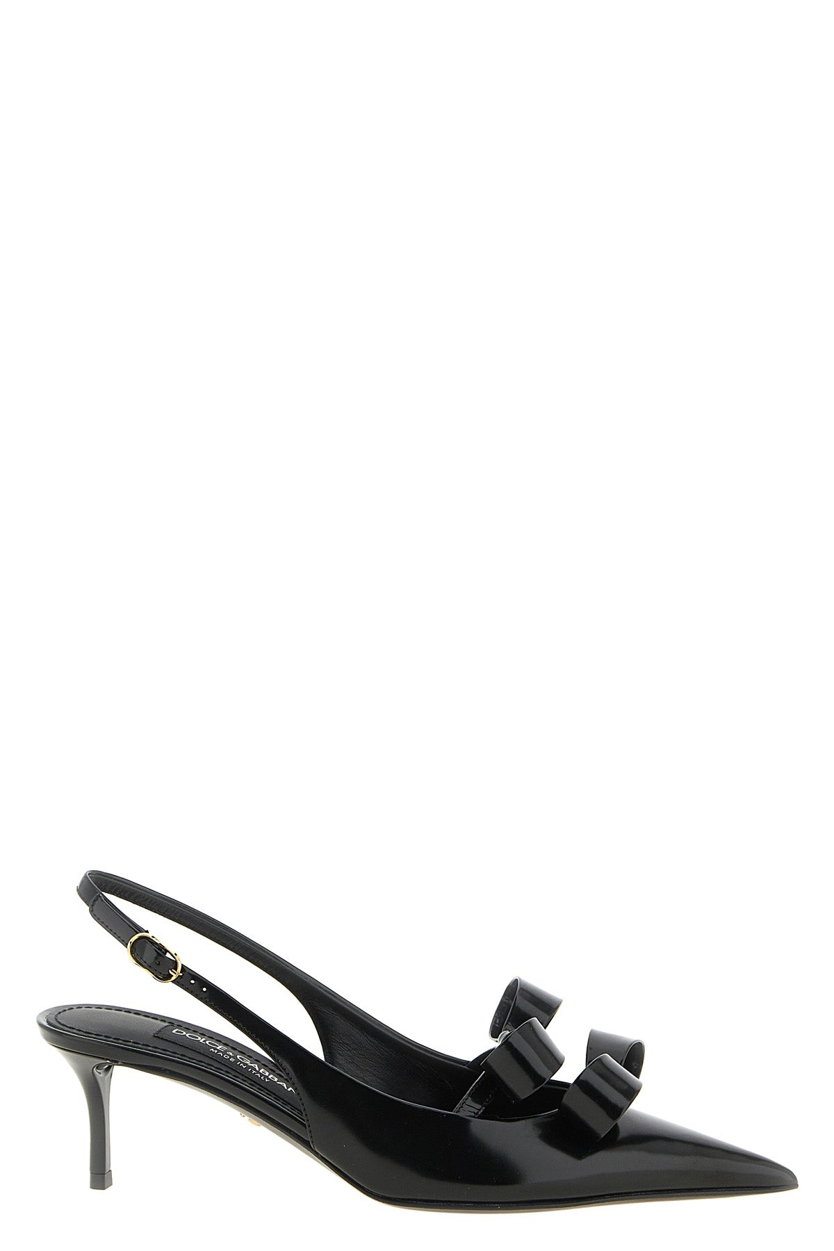 dolce&gabbana shiny calf leather slingbacks define a rigorous and hyper-feminine