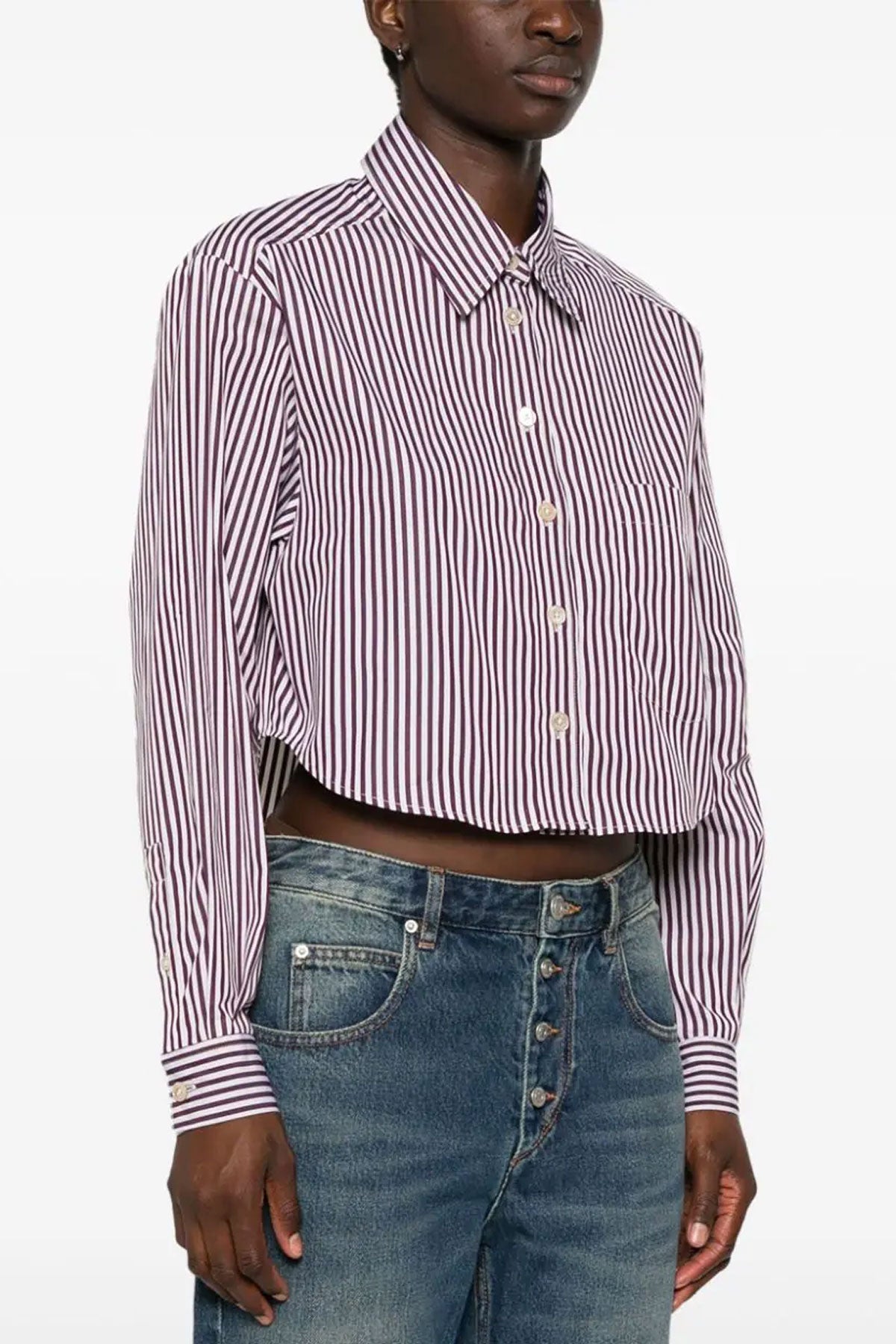 fleora striped cotton cropped shirt