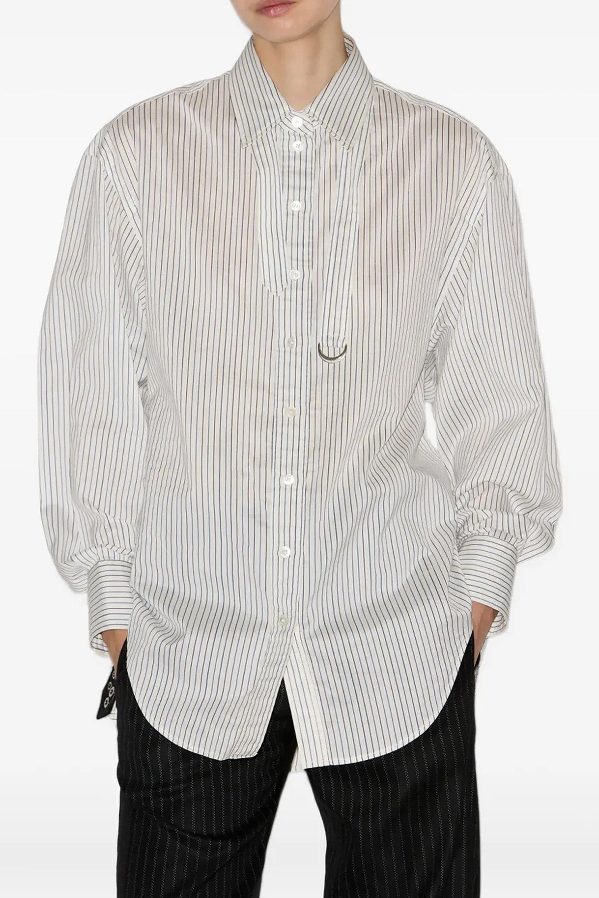 aurora striped cotton blend silk shirt
