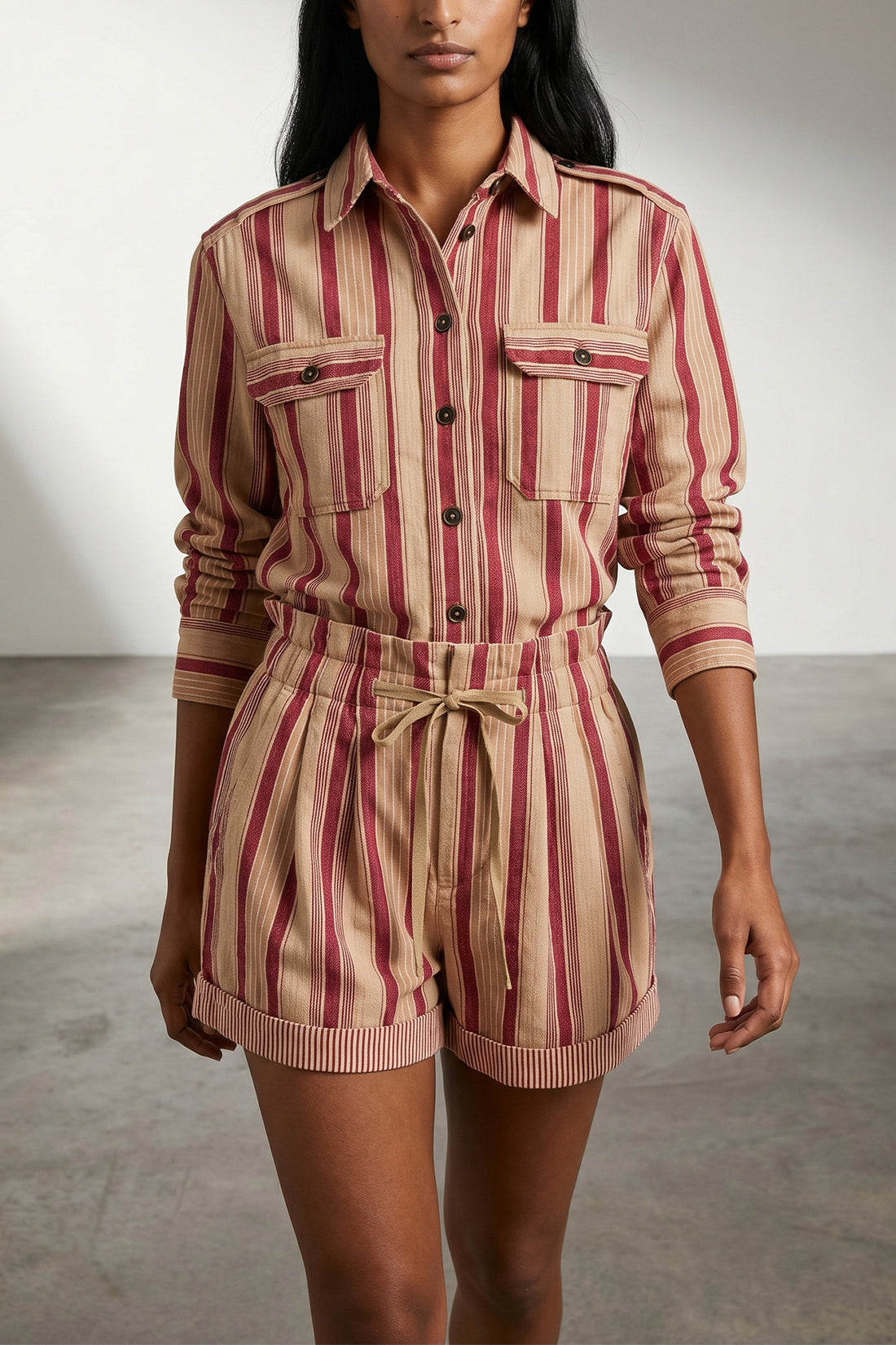 MARANT ETOILE 36 gelva striped cotton canvas shirt
