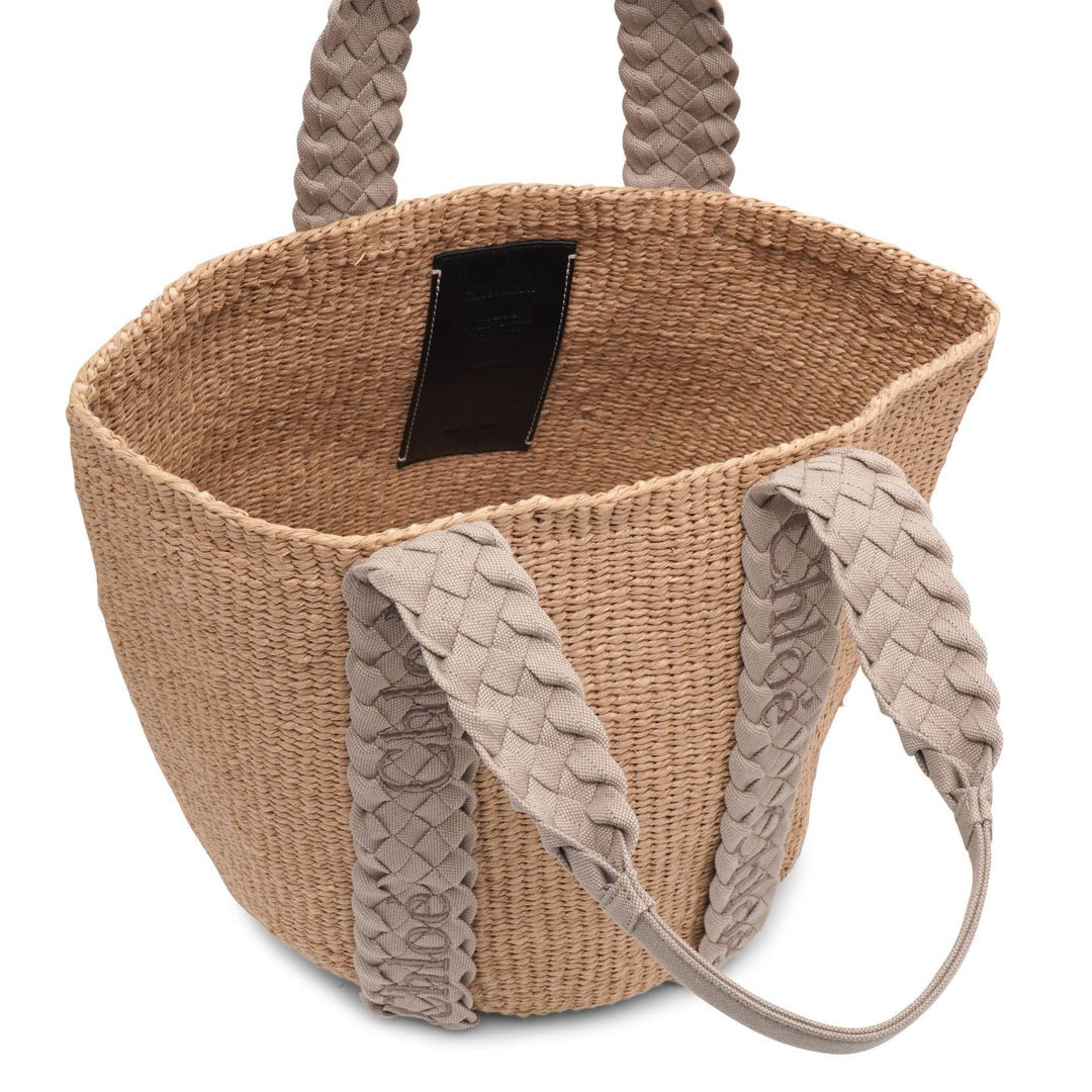 Woody Large Raffia Braided Basket Tote