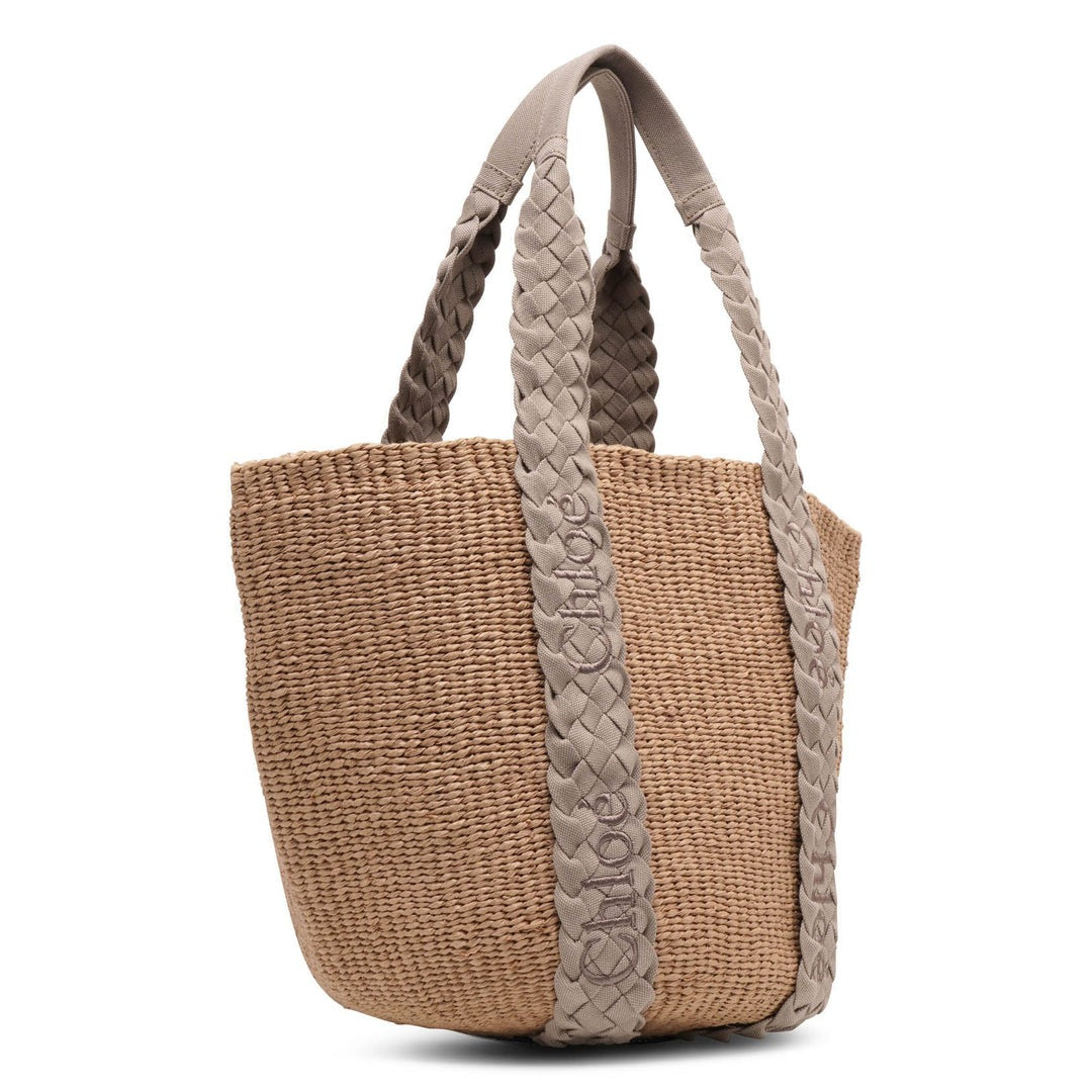 Woody Large Raffia Braided Basket Tote