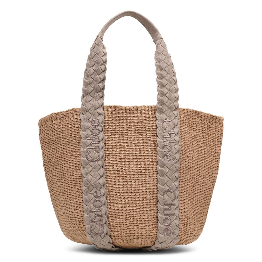 Woody Large Raffia Braided Basket Tote