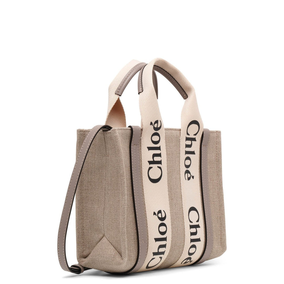 Woody Small Leather Trimmed Canvas Tote