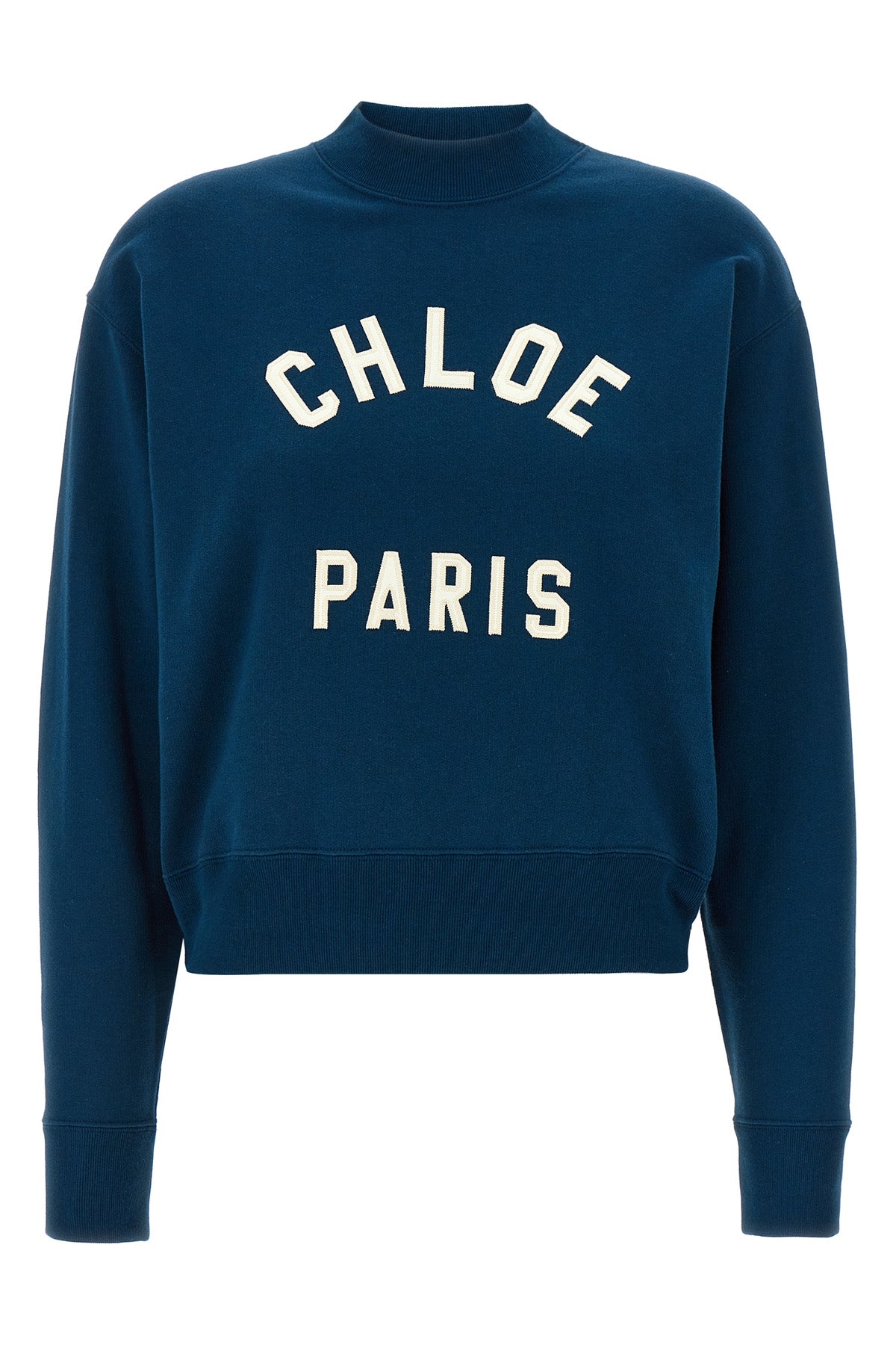 mock neck slightly boxy sweatshirt in brushed cotton