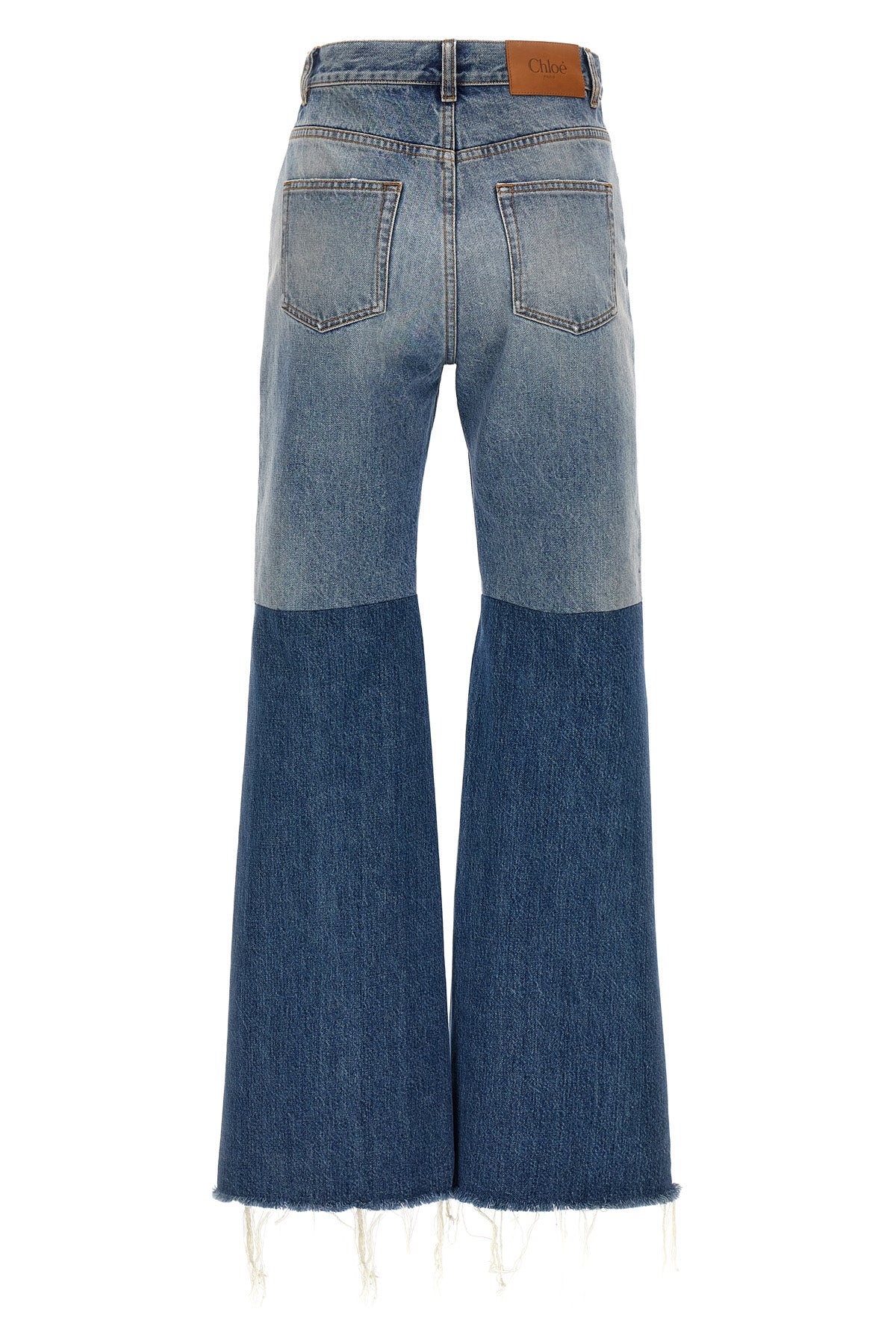 patchwork jeans in cotton denim