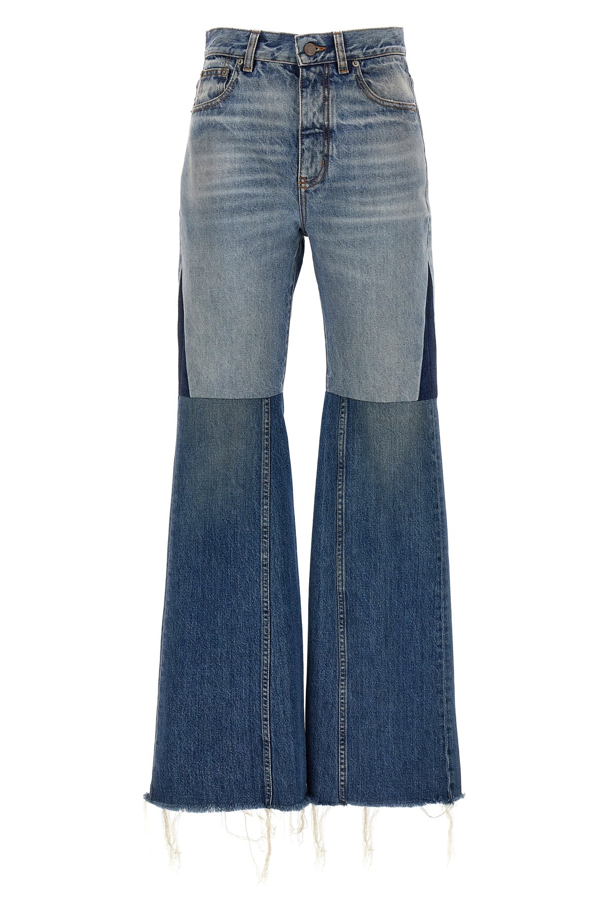 patchwork jeans in cotton denim