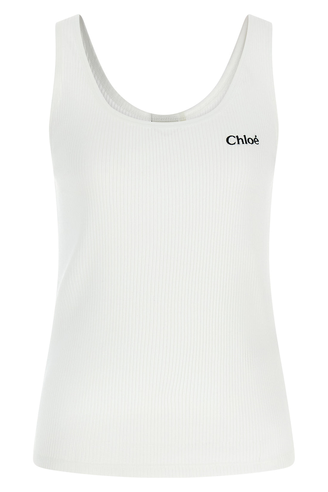 CHLOÉ M slightly stretch ribbed cotton top
