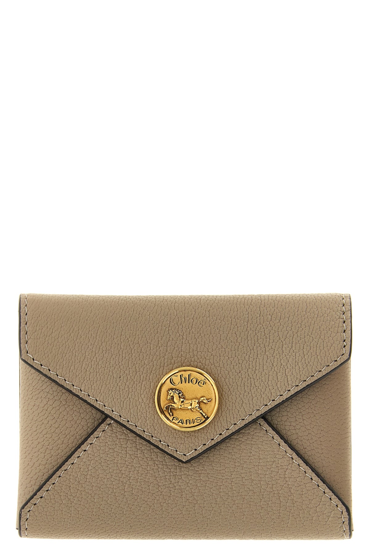 the chloé envelope card holder is made of fine garnet goat leather in a versat