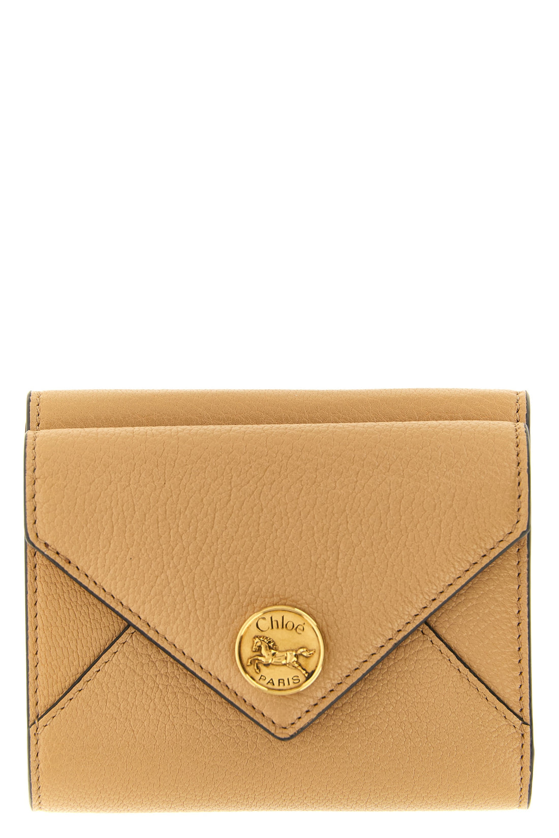 CHLOÉ OS chloés small envelope tri-fold wallet in grenade goat leather embodies a comp