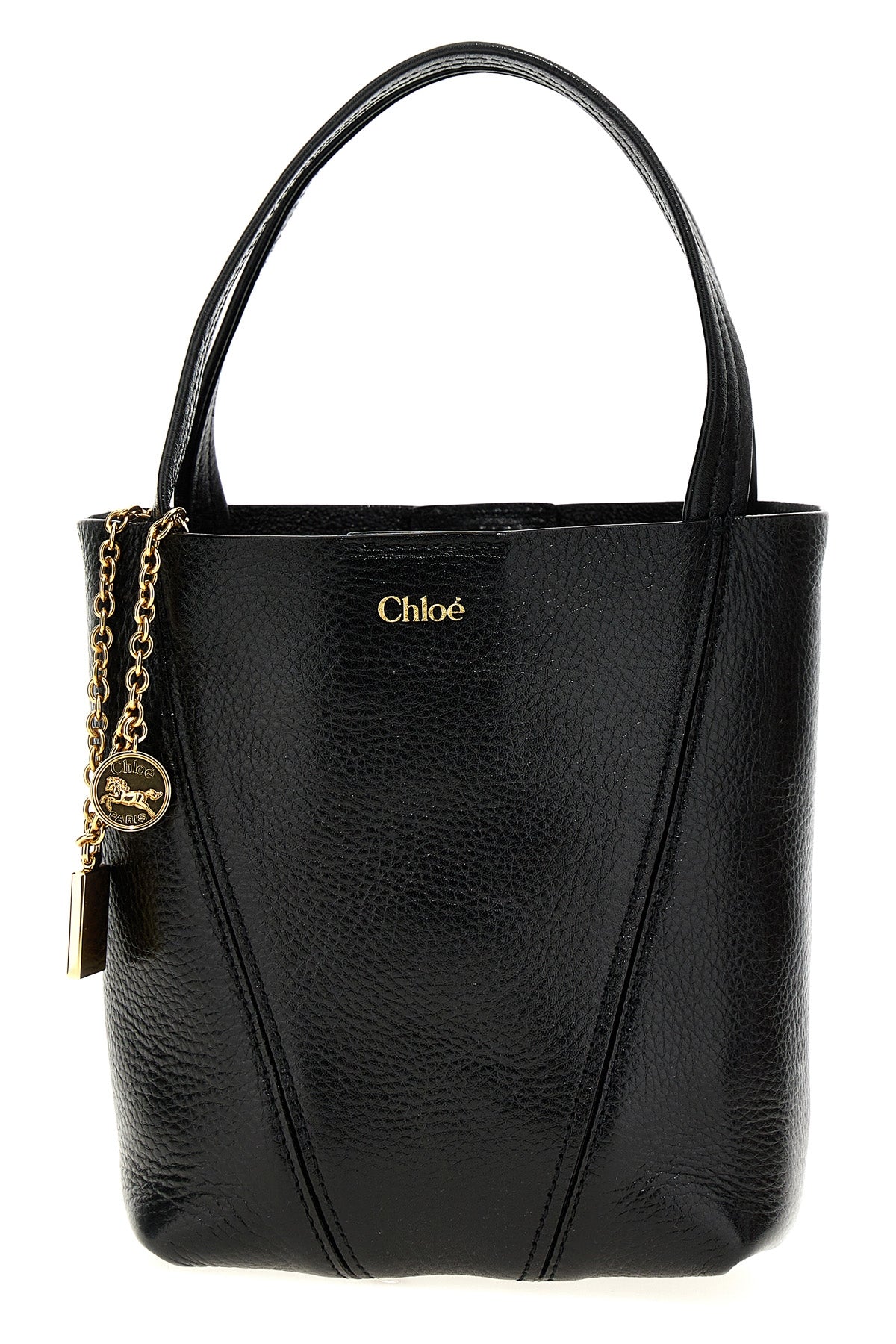 chloé spin grainy leather handbag
