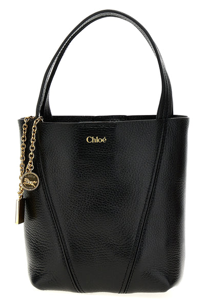 chloé spin grainy leather handbag