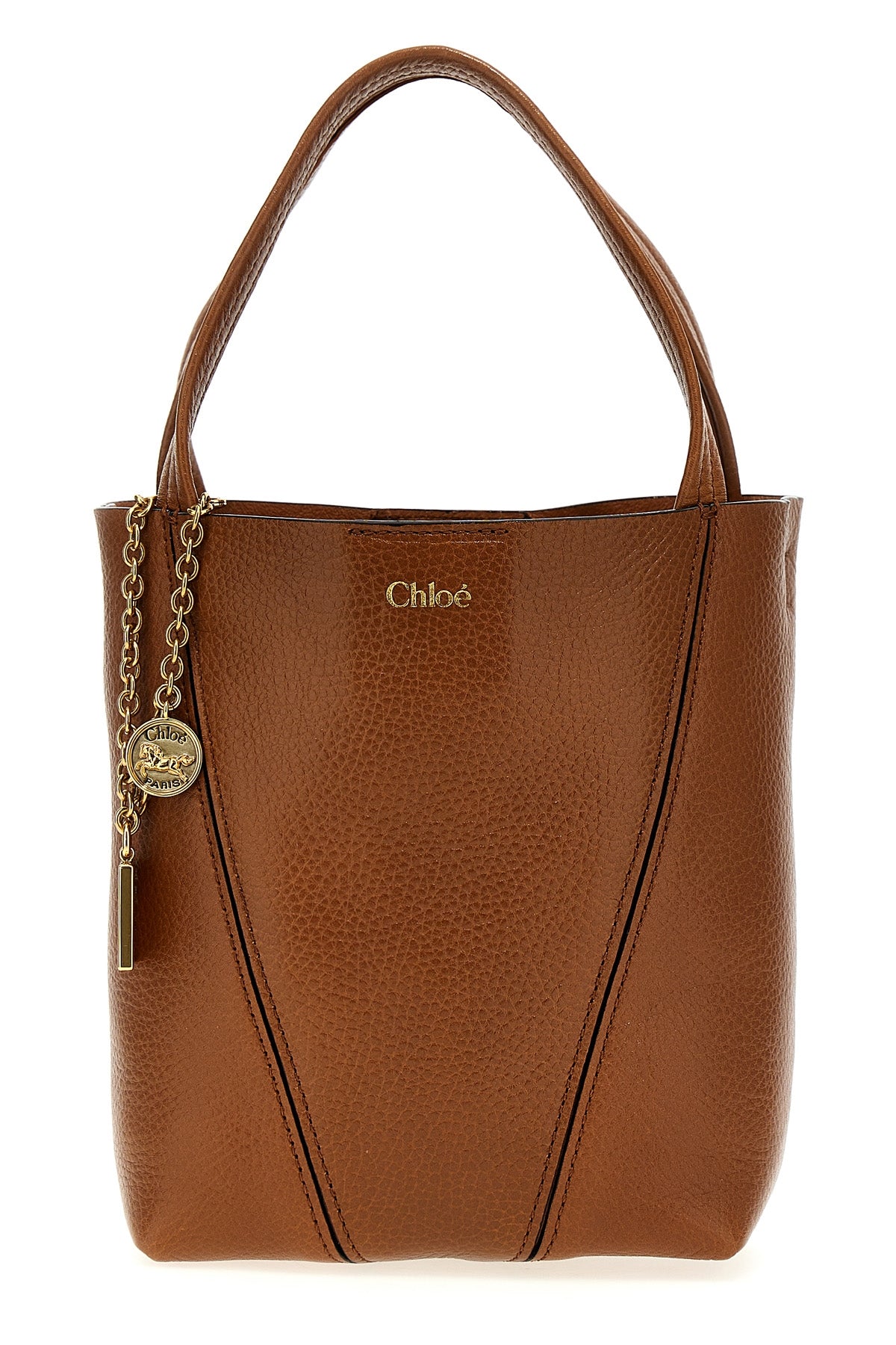 chloé spin grainy leather handbag