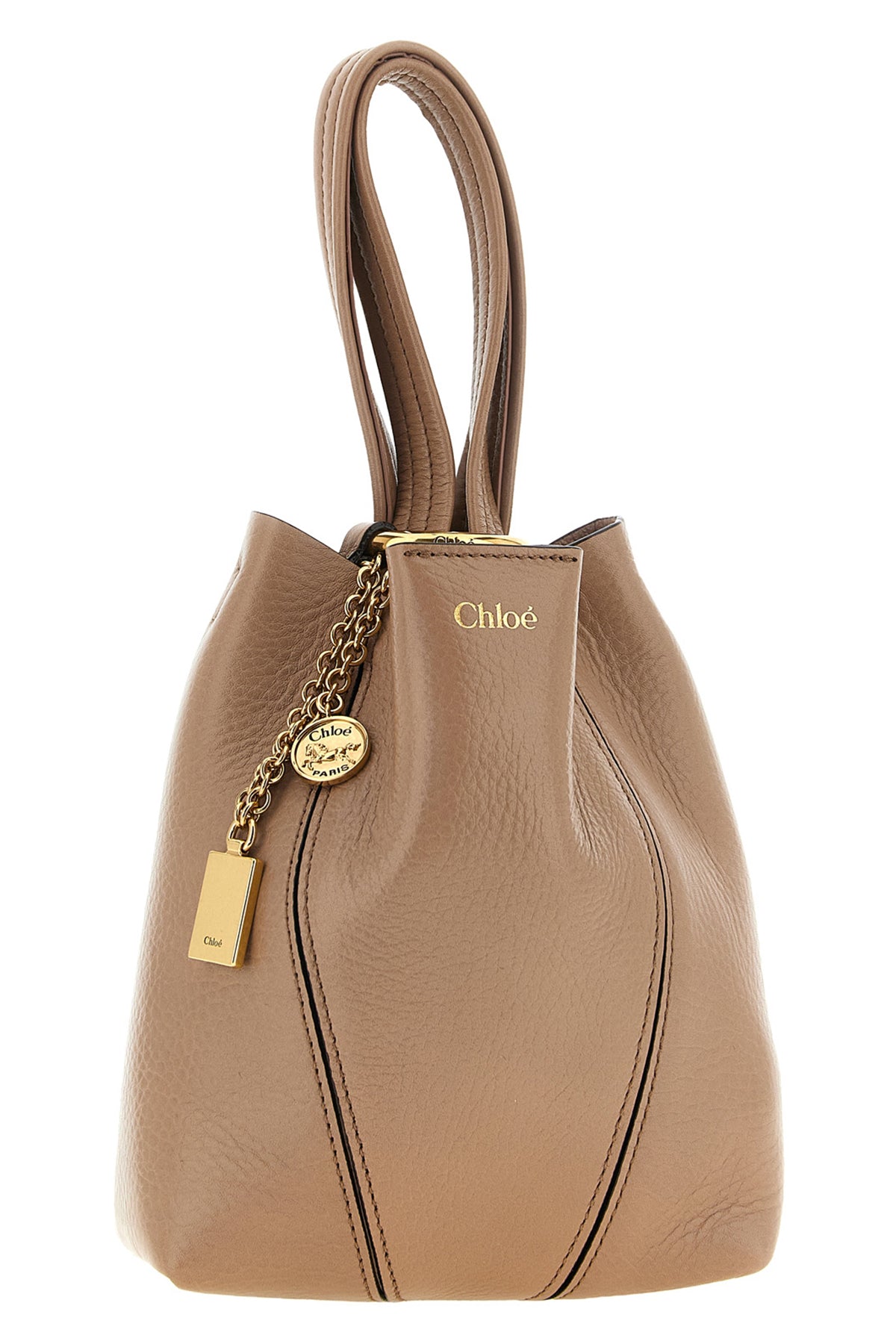 the small chloé spin tote bag in shiny grenade cowhide defines a minimal aesth