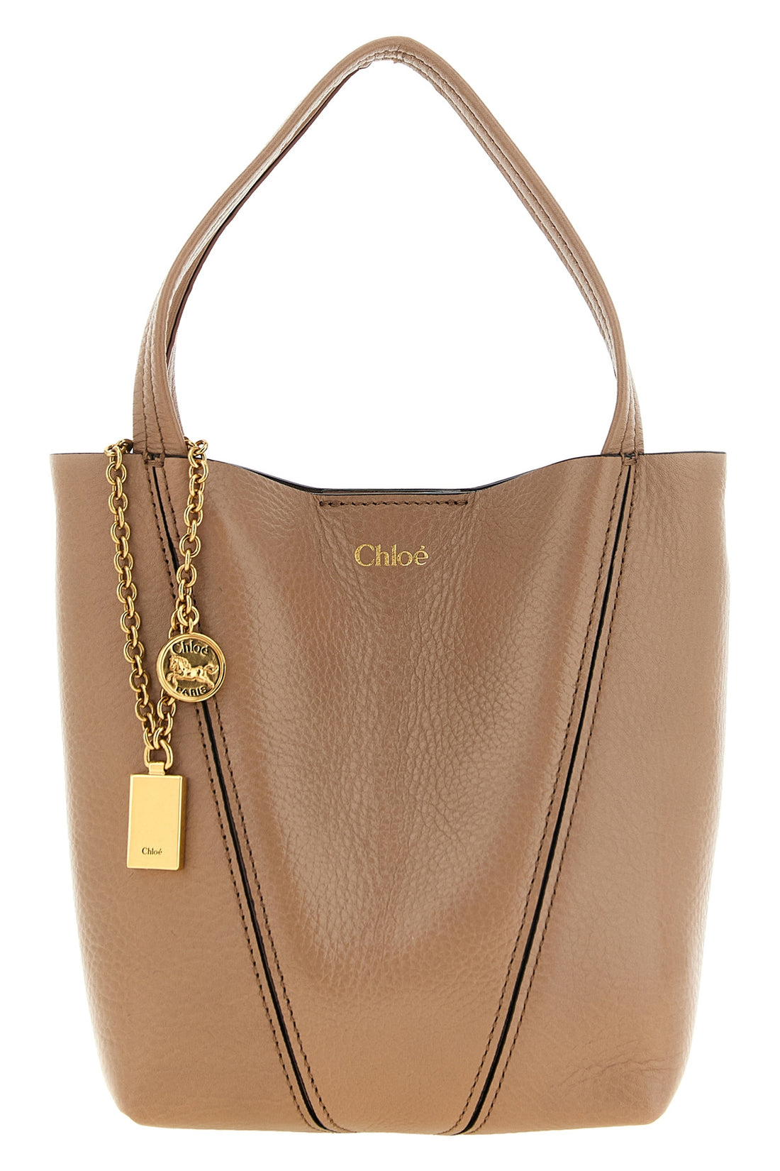 CHLOÉ OS the small chloé spin tote bag in shiny grenade cowhide defines a minimal aesth