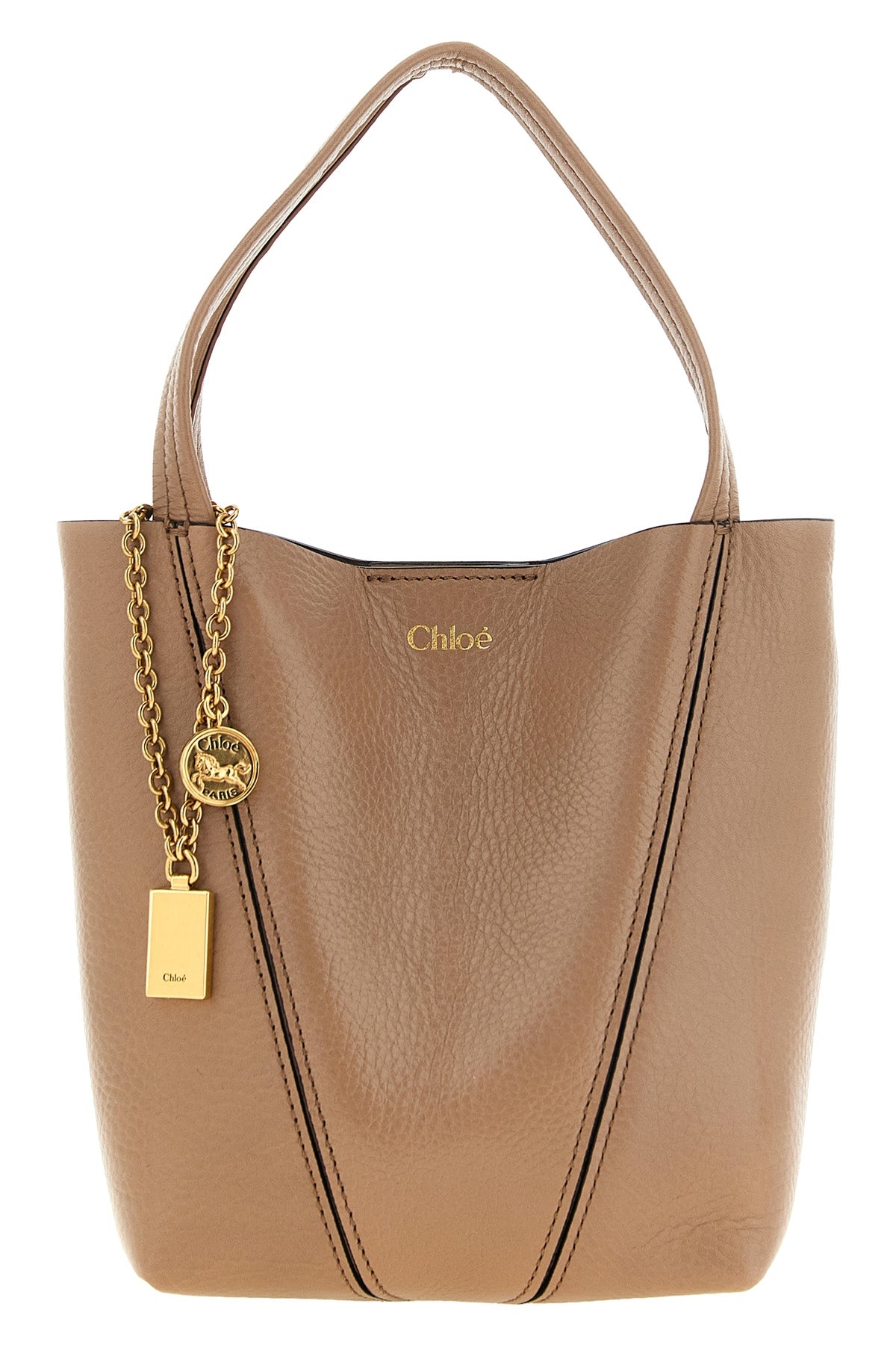 the small chloé spin tote bag in shiny grenade cowhide defines a minimal aesth