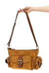 camera bag suede shoulder bag