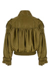 the chloé leather jacket features a cropped silhouette defined by an elaborate c