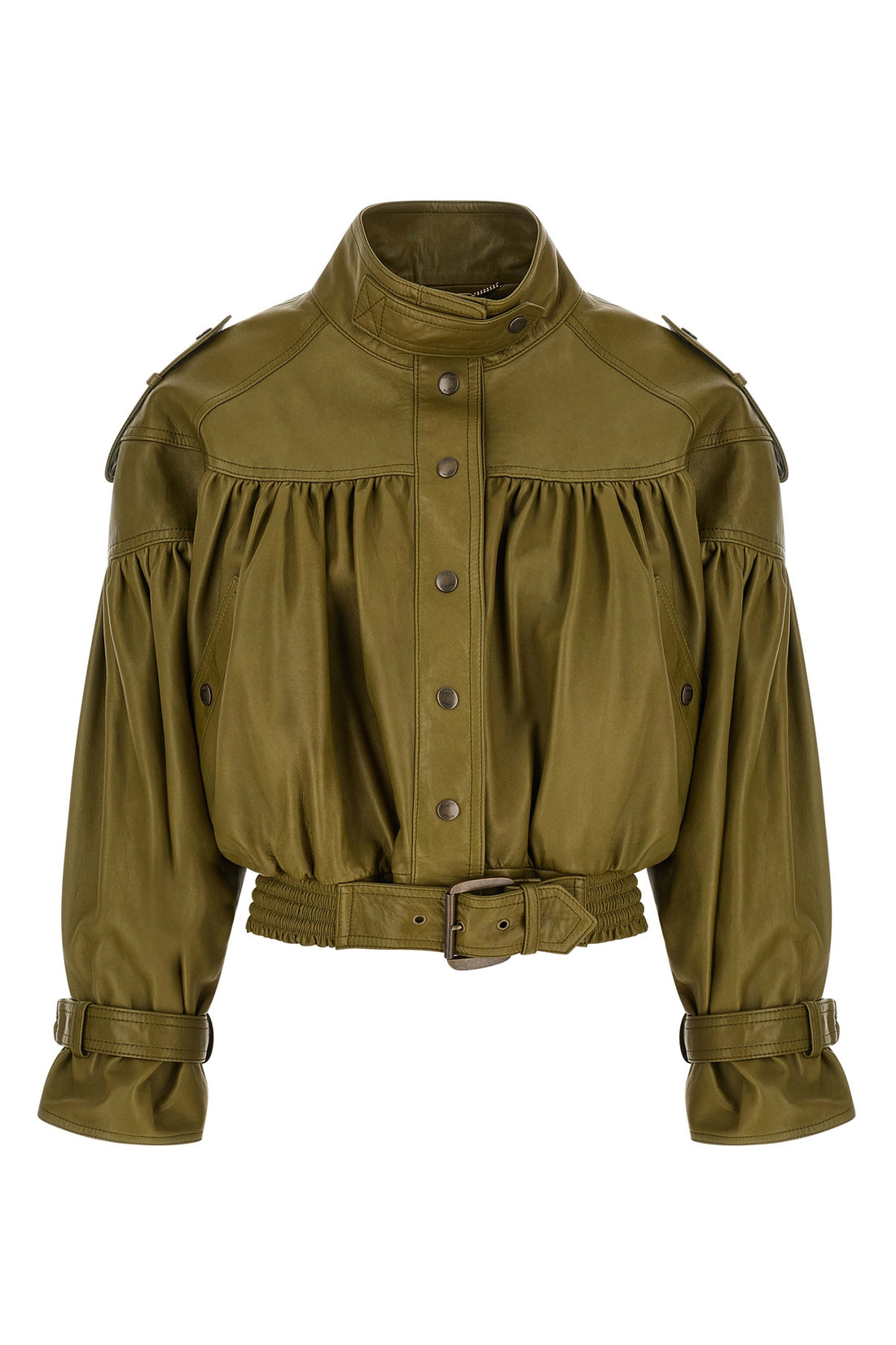 CHLOÉ 36 the chloé leather jacket features a cropped silhouette defined by an elaborate c