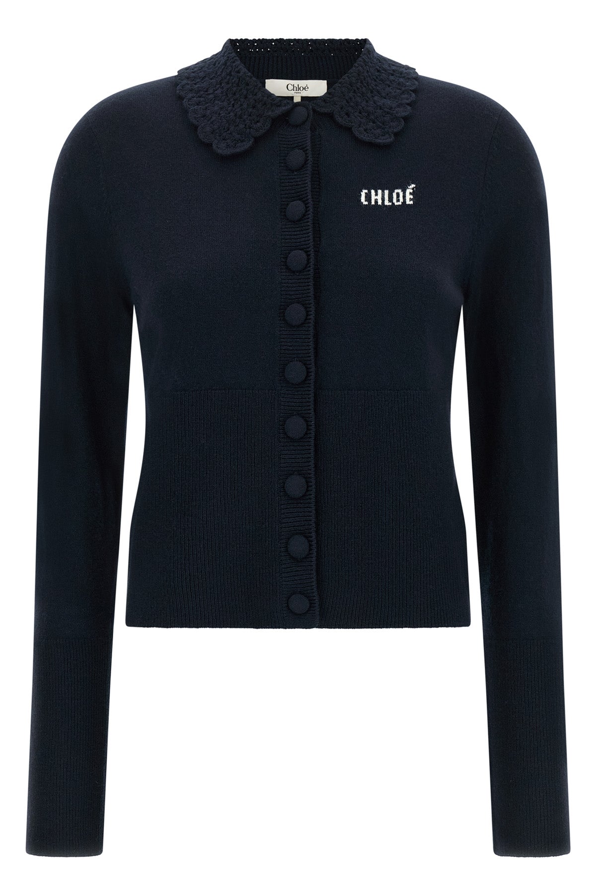 chloés tight pure wool cardigan redefines knitwear through precise sartorial de