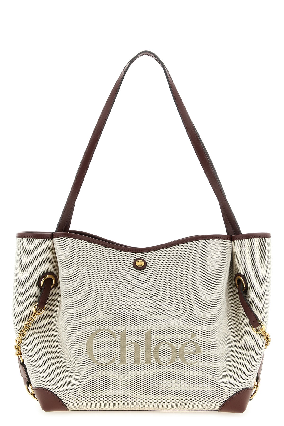 the chloé clover shoulder bag in cotton canvas stands out for its versatile silh