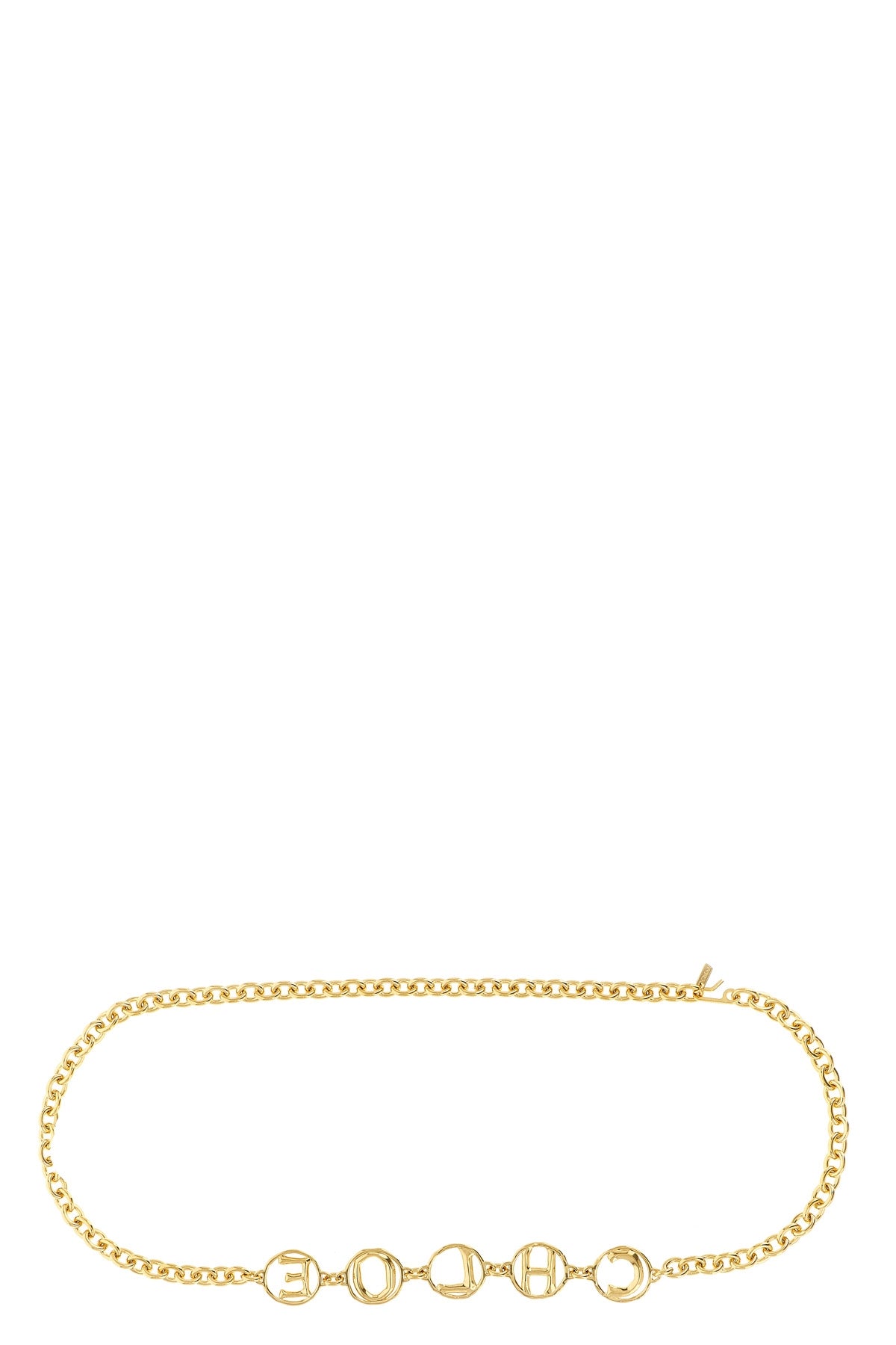 chloé script jewel belt in vintage gold brass