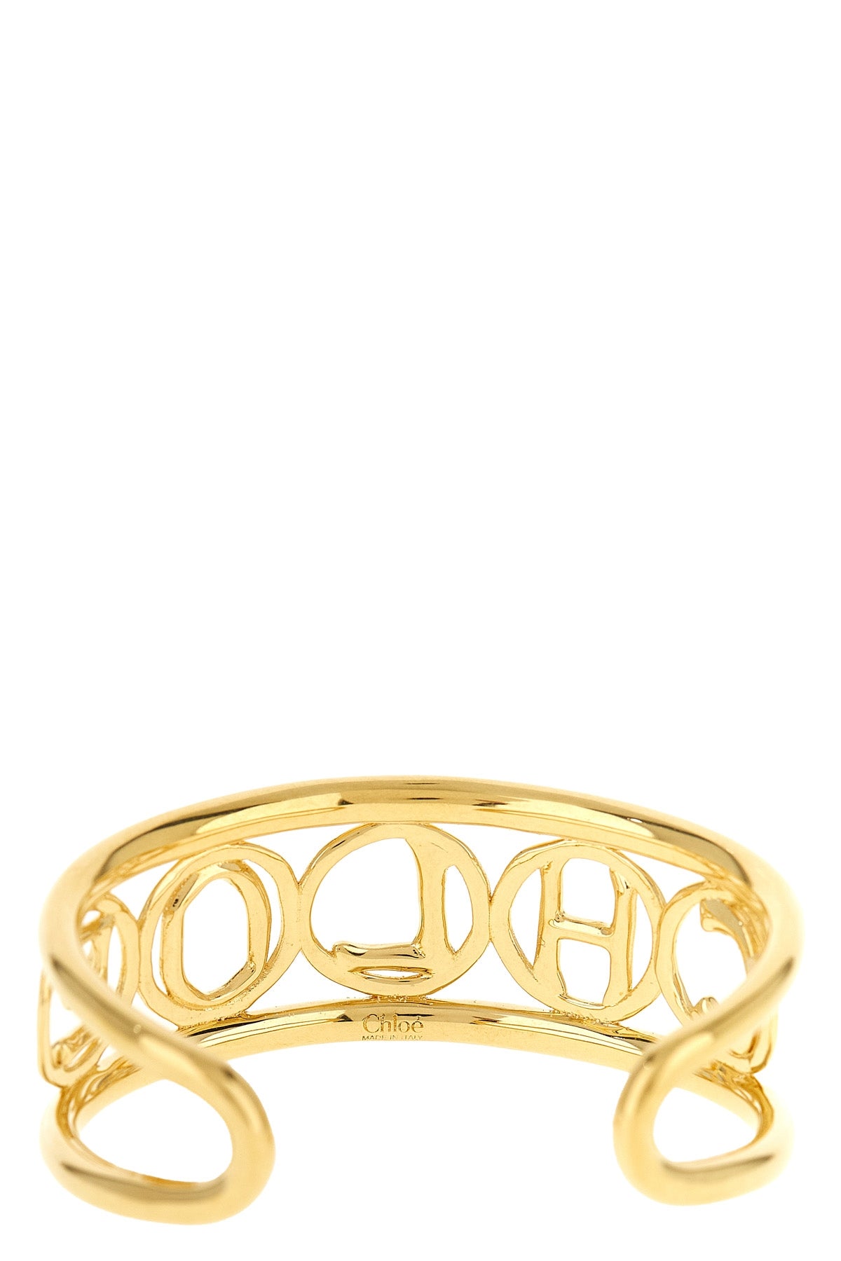 chloé script vintage gold brass bangle