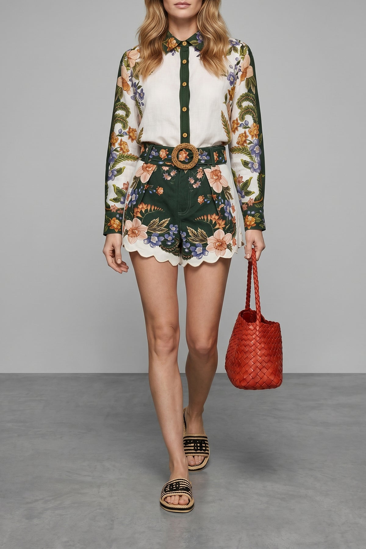 chloé sand hand-woven two-tone rope sabots