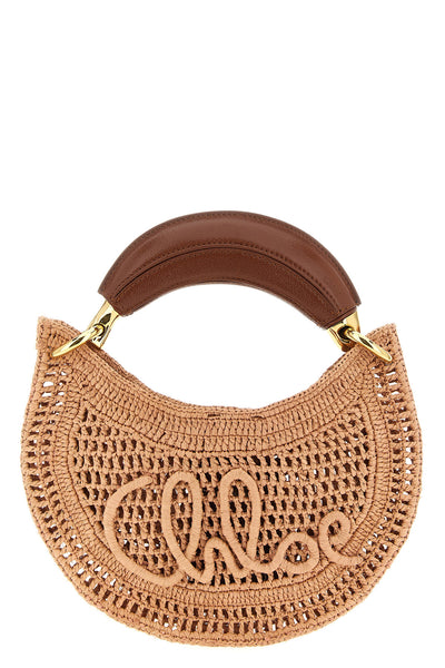 summer banana mini handbag handmade in crocheted raffia