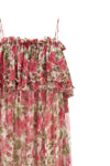 long dress in all-over rose-print silk muslin