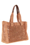 handcrafted east-west summer banana crocheted raffia shopper bag