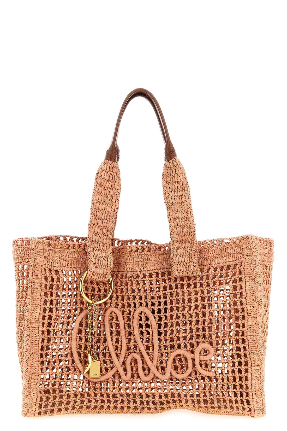 CHLOÉ OS handcrafted east-west summer banana crocheted raffia shopper bag